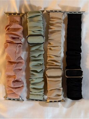Ruched Elastic Apple Watch Bands - Pink, Sage, Cream, Black